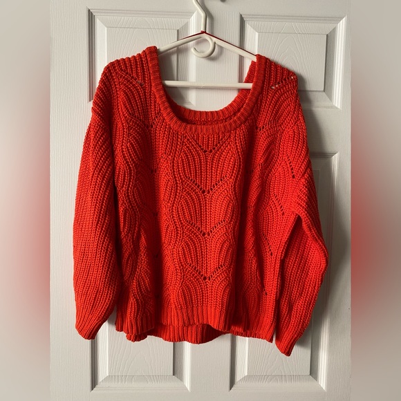 Ladies Orange Chunky Knit Sweater 100% Cotton - Large - Picture 2 of 6